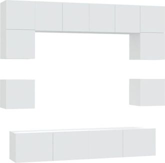 vidaXL 8 Piece TV Cabinet Set White Engineered Wood vidaXL
