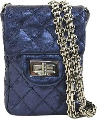 Chanel Pre-owned Vintage Pouch Schoudertas - Dames - Vintage Schoudertas - Blauw - ONE Size - Leer - Vintage
