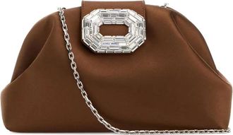 Amina Muaddi Borsa a tracolla in raso - Marrone