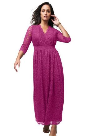Jessica London Stretch Lace Maxi Dress in Raspberry at Nordstrom, Size 32