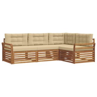 vidaXL Conjunto De Sof&aacute;s De Exterior Con Coj&iacute;n 4 Pcs Natural Y Beige Vidaxl