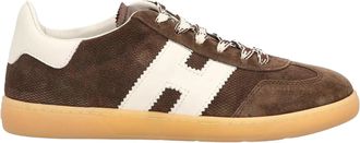 Hogan Brown Leather Sneakers With Signature H Logo And Elegant Design