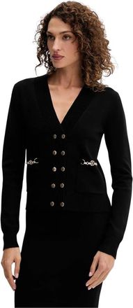 Fracomina Regular Fit Dubbelrijige Vest - Dames - Vesten - Zwart - XS - Leer - Truien & Vesten