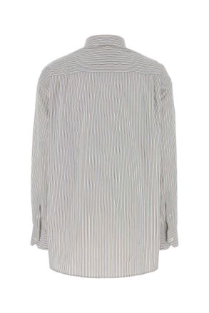 Prada Womens Embroidered Poplin Oversize Shirt Tabacco+blu Exterior: Cotton Camicie
