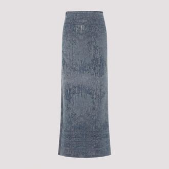 Diesel Blue Cotton Long Skirt