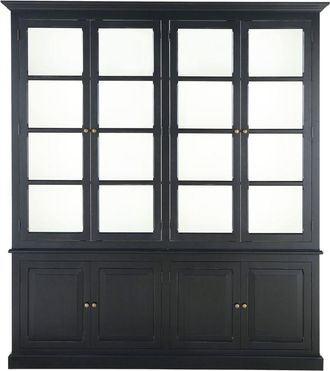 Maisons du monde Librería vitrina de 8 puertas de madera de pino FSC negra y latón