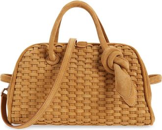 Jacquemus Le Petit Turismo Woven Suede Bowling Bag in Camel 830 at Nordstrom