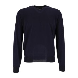 FILIPPO DE LAURENTIIS Scollo V ML - Heren - V-hals truien - Blauw - L - Wol - Truien & Vesten