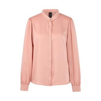 Marc Cain Blouse met kant en opstaande kraag - Dames - Blouses & Shirts - Oranje - Maat: 2XL Poliester