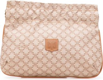 Celine Pre-owned Womens Canvas Pouch With Allover Print - Nude Textile - One Size