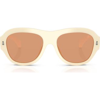 Moncler Elevane 56mm Irregular Sunglasses in Opaline Vanilla /Warm Brown at Nordstrom