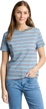 Tom Tailor Denim T-Shirt TOM TAILOR DENIM, Damen, Gr. XXL, blau braun multicolor stripe, Jersey, Obermaterial: 100% Baumwolle, gestreift, regular fit normal, Rundhals,