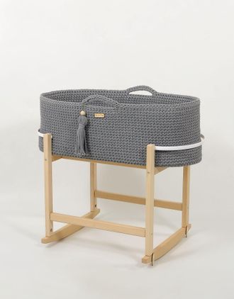 OEM Mois&eacute;s Bohemio Artesanal Hecho A Mano Con Cuna - Gris Oscuro