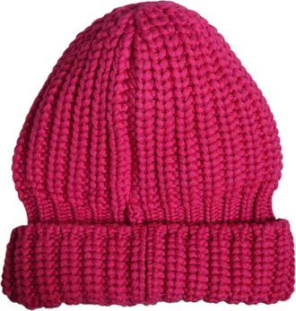 Dolce & Gabbana Pink Solid Wool Knitted Winter Beanie Mens Hat