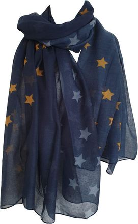 GlamLondon Star Print Scarf Large Size Fashionable Printed Stars Women Wrap (YR20 - Blue)