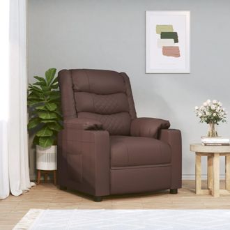 vidaXL Sill&oacute;n Reclinable El&eacute;ctrico De Cuero Sint&eacute;tico Marr&oacute;n Vidaxl