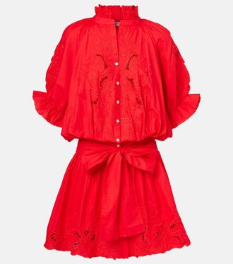 Juliet Dunn Broderie anglaise cotton poplin minidress