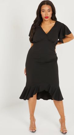 Quiz Womens Plus Size Scuba Crepe V Neck Midi Dress