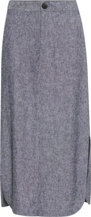 Inwear Marineblauwe Melange Rok met Zijsplit - Dames - Maxi Rokken - Grijs - XL - Linnen - Rokken