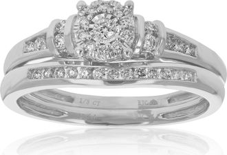 Vir Jewels 1/3 cttw Round Cut Lab Grown Diamond Wedding Engagement Ring Bridal Set.925 Sterling Silver Prong Set
