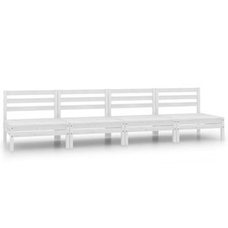 vidaXL Sof&aacute;s Central De Jard&iacute;n 4 Unidades Blanco Madera Maciza De Pino Vidaxl