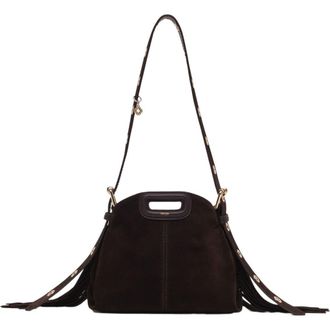 Maje Miss M mini suede leather bag in Dark Brown at Nordstrom, Size Medium