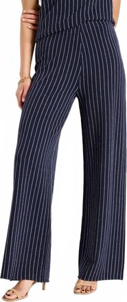Nic+Zoe Destination Stripe Wide-Leg Knit Pant In Indigo Multi