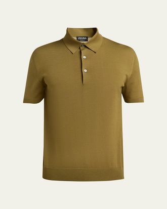Ermenegildo Zegna Mens 15milmil15 Wool Knit Polo Shirt