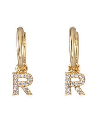Eyecandy LA Eye Candy La Luxe Collection Silver Cz Initial Huggie Earrings (A-Z)