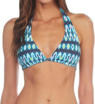 Kenneth Cole Ikat In The Act Tie Twist Front Bandeau Tankini Top In Teal