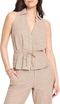 Nic+Zoe Womens Linen Cotton Cinch Vest In Brown Mix