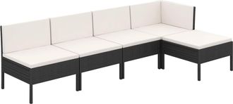 vidaXL 5 Pcs Garden Lounge Set Con Coj&iacute;n De Empuje De Terciopelo