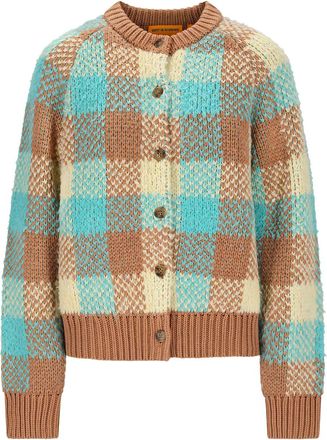 Guest In Residence check-pattern buttoned cardigan - Brown