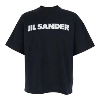 Jil Sander T-Shirts, male, Black, Size: XL Logo-Print Crew T-Shirt