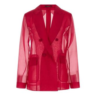 Max Mara MxeSlogan double-breasted blazer - female - Max Mara - Blazers - Pink - XS - Jackets
