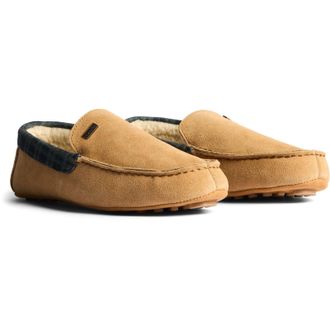 Hunter Moccassin Slipper Suede Mens Biscuit Slippers - Taupe - Size UK 12