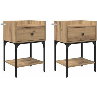 vidaXL Mesa de Noche con cajón 2 pcs Roble artisan 40 x 29 x 60 cm vidaXL