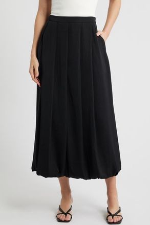 Vince Camuto Pleated Bubble Hem Midi Skirt in Rich Black at Nordstrom, Size X-Small