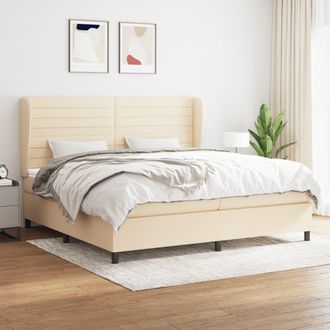 vidaXL Vidaxl - Cama Box Spring Con Colch&oacute;n Tela Color Crema 200x200 Cm