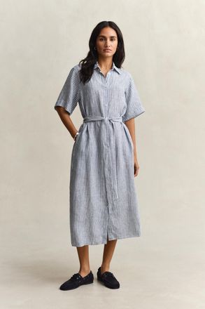 GANT Women Striped Linen Shirt Dress (46) EVENING BLUE