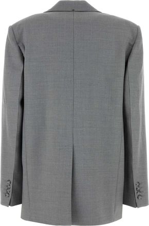 Sportmax Womens Baffo Blazer Gray Virgin Wool Blazers