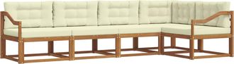 vidaXL Conjunto De Sof&aacute;s De Exterior 5 Uds. Natural Y Crema Vidaxl
