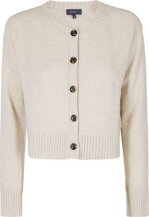 SOEUR Ecru Virginia Cropped Merino Wool Cardigan