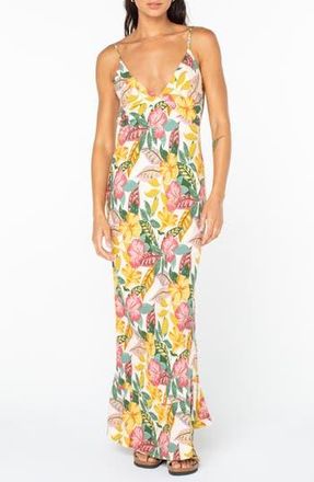 Roxy Lost Paradise Floral Maxi Dress in Multi Yellow at Nordstrom Rack, Size X-Small