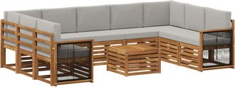 vidaXL Conjunto De Sof&aacute;s De Exterior 10 Uds. Natural Y Gris Claro Vidaxl