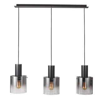 Netlighting Modern Hanging Pendant Black Smoky 3 Light with Glass Shade E27