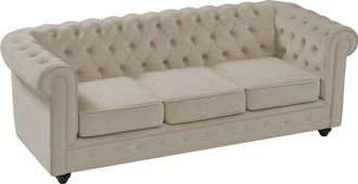 Vente-Unique Sof&aacute; 3 plazas de terciopelo beige CHESTERFIELD