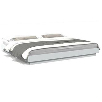 Berkfield Home Bed Frame with LED Lights without Mattress White 200x200cm | Size: 200x200 cm