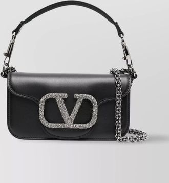 Valentino Garavani loc&ograve; small leather crystal-embellished shoulder bag