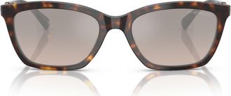 Emporio Armani 56mm Gradient Cat Eye Sunglasses in Havana /Brown /Grey Mirror at Nordstrom